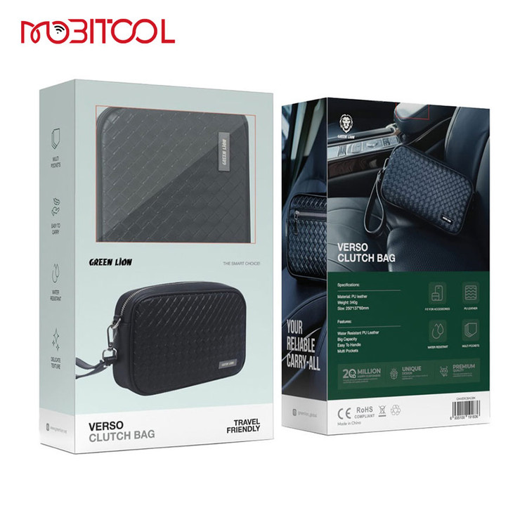 green lion verso clutch bag