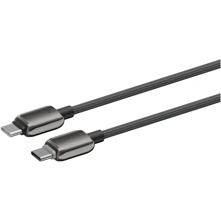 کابل شارژ دوسر تایپ سی 240 واتی 1 متری پاورولوژی مدل Powerology PWDC240DGY - فروشگاه اپل پلاس