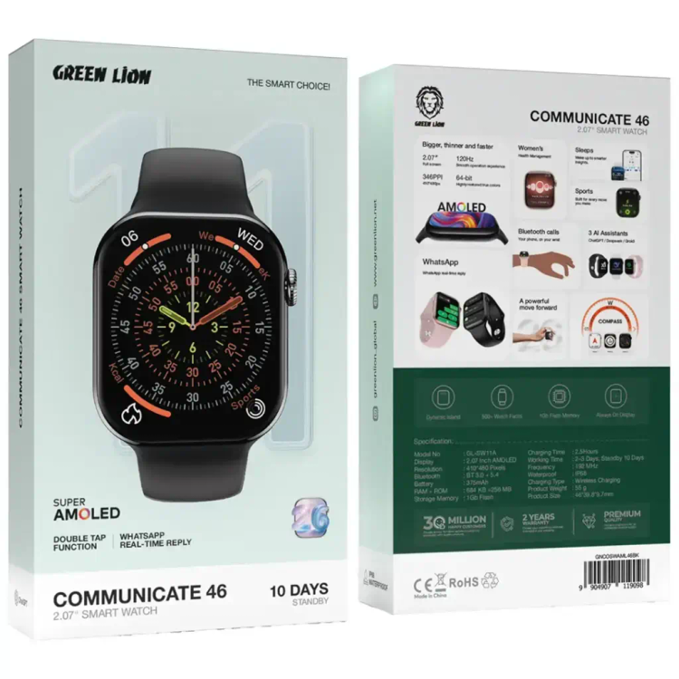 ساعت هوشمند Green Lion Communicate 46 مدل GNCOSWAML46BK - فروشگاه اپل پلاس