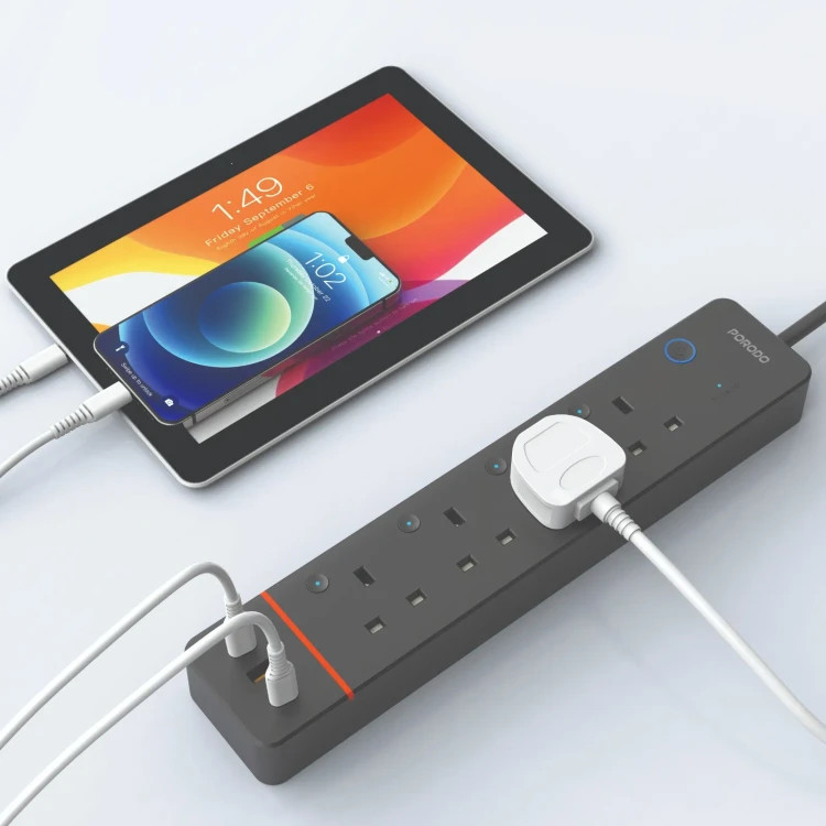 چندراهی برق هوشمند وایفای دار پرودو Porodo Chargelink Smart Power Strip 4AC & USB-C Ports PDPSUA1