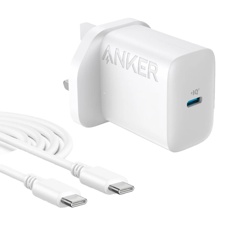 شارژر دیواری انکر ظرفیت ۲۰ وات با کابل USB-C - فروشگاه اپل پلاس