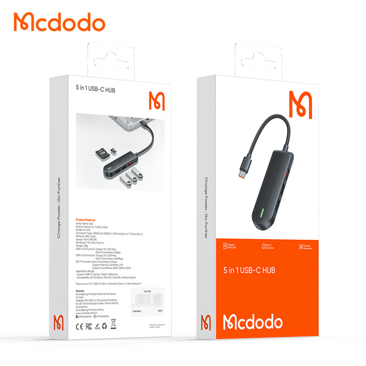 هاب 5 پورت تایپ سی مکدودو مدل HU-1430 ( اورجینال ) - فروشگاه اپل پلاس