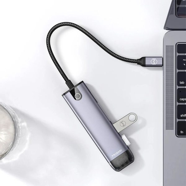 هاب شارژر تایپ سی 6 پورت مک دودو Mcdodo HU-7740 6 in 1 USB-C HUB - فروشگاه اپل پلاس