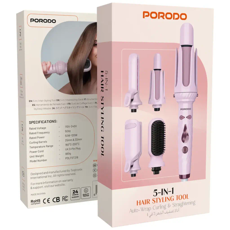 برس حرارتی چند کاره پرودو Porodo 5-In-1 Hair Styling Tool with Auto PDLFST218PK - فروشگاه اپل پلاس