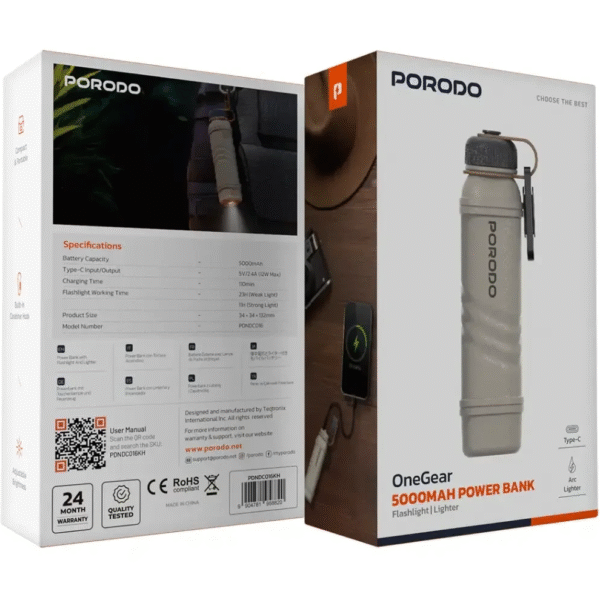 پاوربانک 5000 با فندک و چراغ قوه OneGear پرودو مدل PDNDC016KH - فروشگاه اپل پلاس
