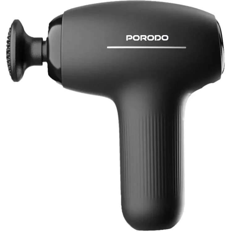 تفنگ ماساژ شارژی کوچک پورودو Porodo Lifestyle Mini Massage Gun با ۴ سری قابل تعویض – مشکی - فروشگاه اپل پلاس