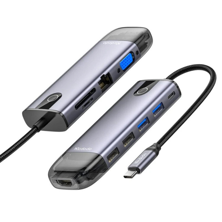 هاب 10 پورت USB-C مک دودو HU-7420 - نمای پورتها