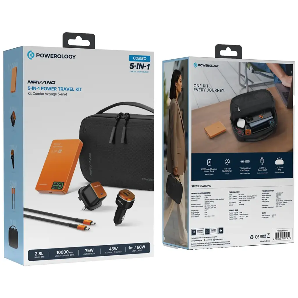 پک مسافرتی قدرتمند ۵ کاره Nirvano پاورولوژی Powerology Nirvano 5-In-1 Power Travel Kit