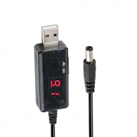 کابل مبدل USB به DC افزاینده ولتاژ 5V به 9V و 12V با نمایشگر دیجیتال