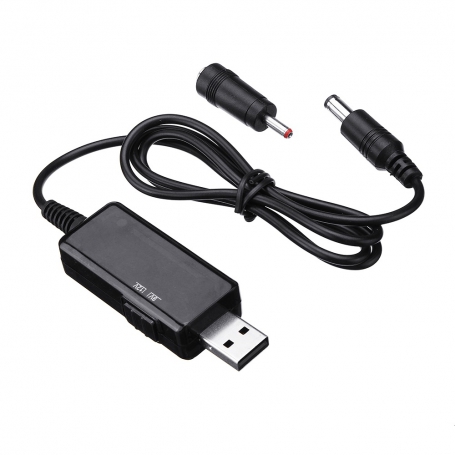کابل مبدل USB به DC افزاینده ولتاژ 5V به 9V و 12V با نمایشگر دیجیتال