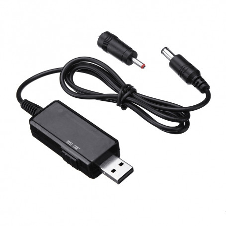 کابل مبدل USB به DC افزاینده ولتاژ 5V به 9V و 12V با نمایشگر دیجیتال