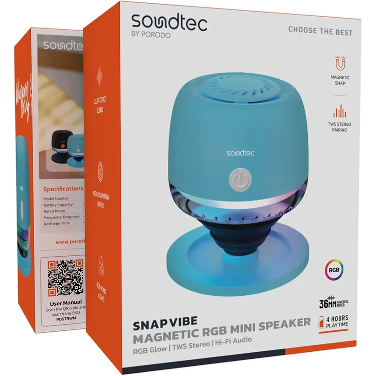 اسپیکر بلوتوثی Porodo Soundtec Snap Vibe