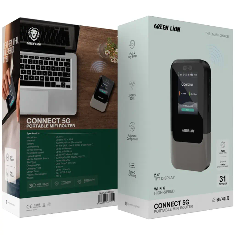 روتر 5G قابل حمل گرین لاین Green Lion Connect 5G Portable MiFi Router