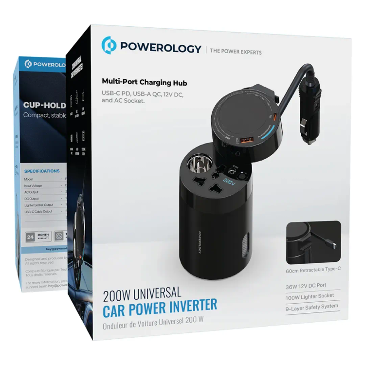 اینورتر فندکی پاورولوژی Powerology PWCPI200WBK