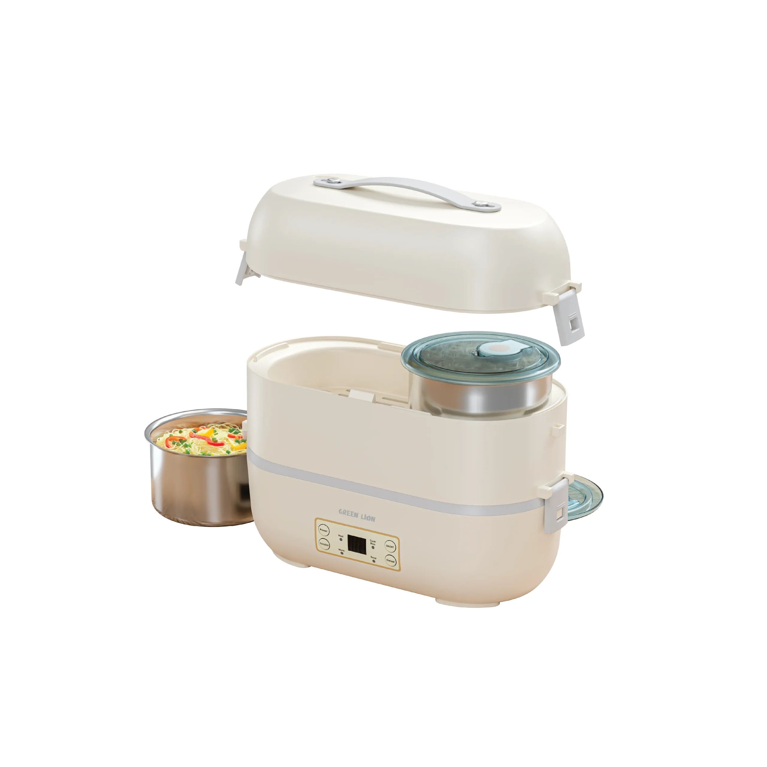 ظرف غذا برقی گرین لاین ۴ محفظه استیل ۲ لیتری Green Lion GLB-25LUNCH