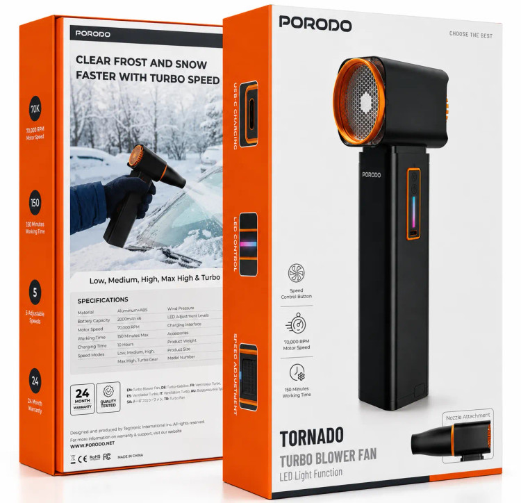 جت فن دمنده پورودو مدل Tornado PDMY96007BK
